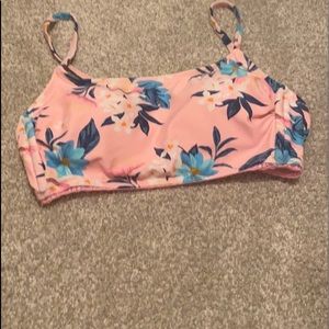 Women’s strappy side bikini top pink floral